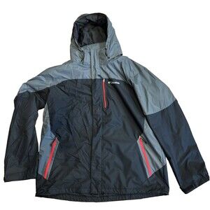 Columbia Jacket Size Large XL Black Red Gray Nylon Waterproof Interchange Shell